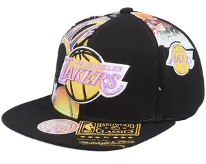 [HHSS3458-LALYYPPPBLCK] MENS MITCHELL & NESS NBA LA LAKERS SHIRT REMIX SNAPBACK