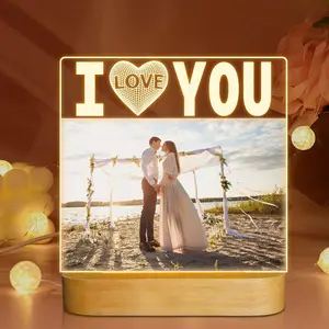 I Love You Picture Frame for Women, Light up Photo Frame with LED Night Light, Gifts for Couple Husband Wife Men Wedding Anniversary Present