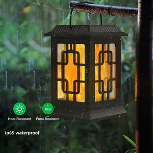 Solar Flame Palace Lantern Portable Ground Stake Lawn Decorative Landscape Light Outdoor 28 LED Night Light Courtyard Hanging Light