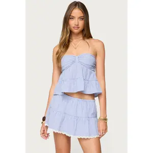 Dora Striped Linen Look Babydoll Top