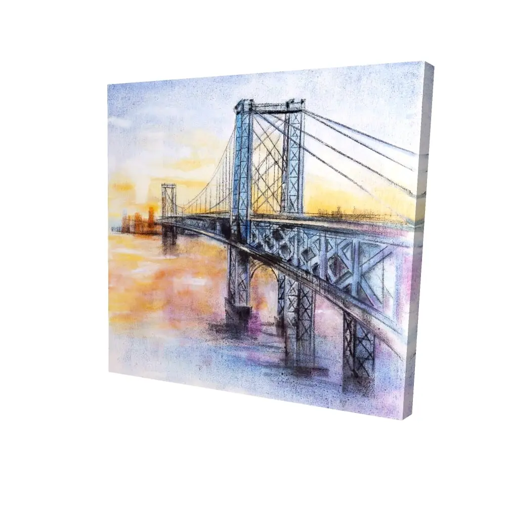 212 MAIN Abstract Vibrant High-Def Brooklyn Bridge Wall Art Print - 24x24 in, Colored Graphic Multicolor Wall Arts for Bedroom Home Decor, Colored Wall Arts