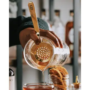 Antique Style Hawthorne Stainless Steel Chrome Bar Hand Strainer Cocktail and Mixing Glass Strainer for Bartending
