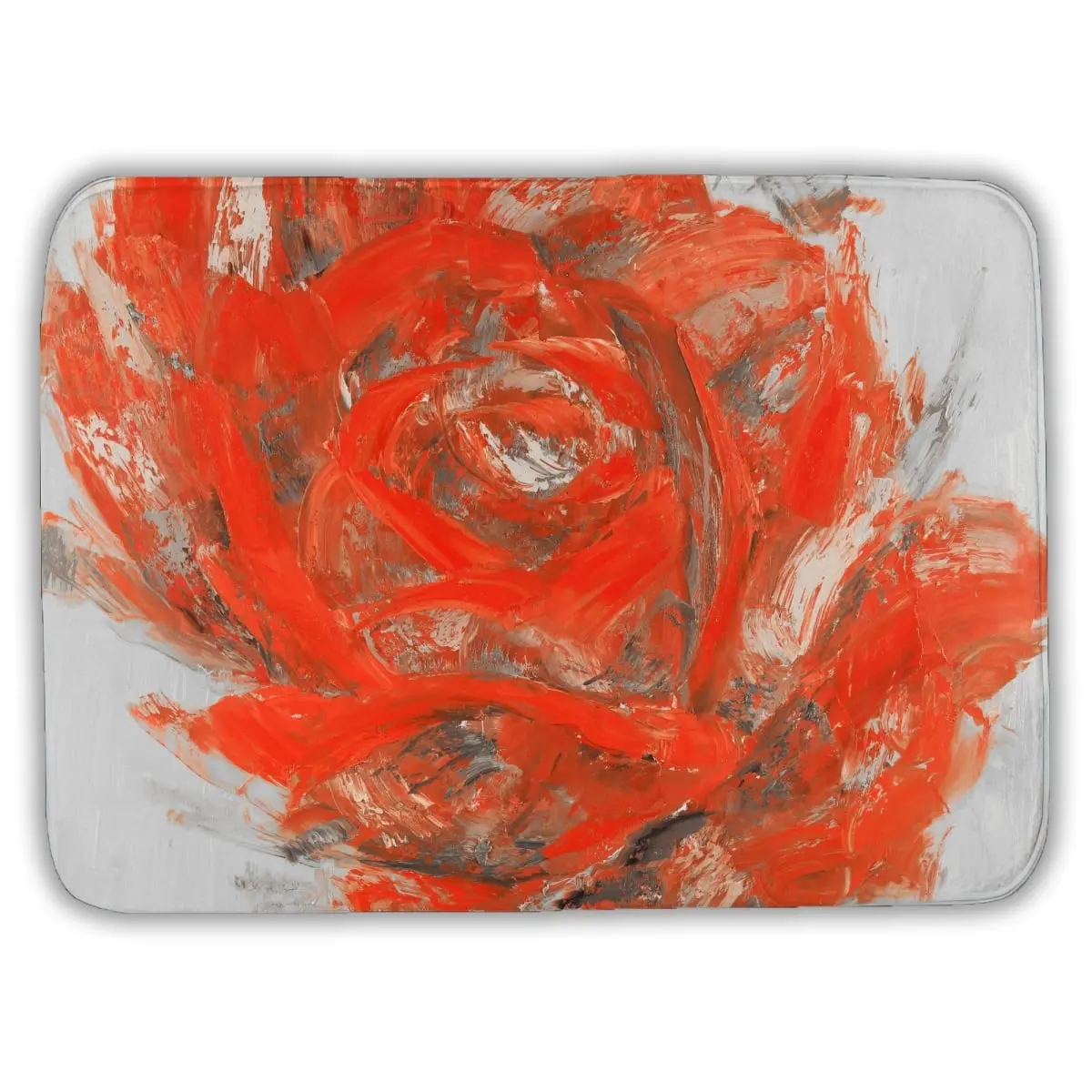 360 stand Rectangle Floral Bath Mat, 17x24 in., Abstract Red Nature-Inspired Bathroom Accessory, Splash-Resistant Home Decor, Stylish Bathroom Gift, Water Resistant