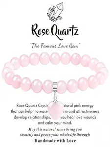 Women's crystal bracelet, Healing crystal bracelet, 8mm natural gemstone beaded bracelet, heart-shaped bracelet jewelry gift, suitable for birthdays, Mother's Day, Valentine's Day, and anniversaries.