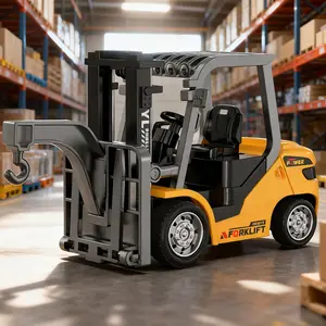 Mini Remote Control Forklift Toy, 2-In-1 Transformable Lift Forks and Hook with Lights and Sounds, Suitable for Adults Kids Boys Girls