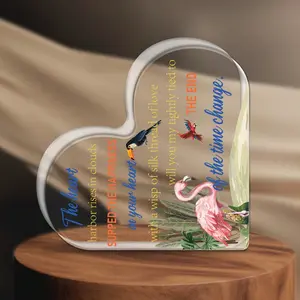 1pc Flamingo Confession Acrylic Centerpieces Plaque Ornament, Friendship Gift, Miss Gift, Suitable For Birthday And Holiday Souvenirs Party Favor, Also A Good Choice For Home Home Decor, Bedroom And Living Room Decoration