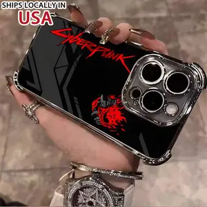 Cyberpunk Flame Logo Pattern Anti Drop Shell Suitable for iPhone 16/15/14/13/12/11 Pro Max Plus electroplated anti drop soft case phone case 018 Protector Screen Protector Protection Cover Protective Casing Shockproof Cellphone Smartphone