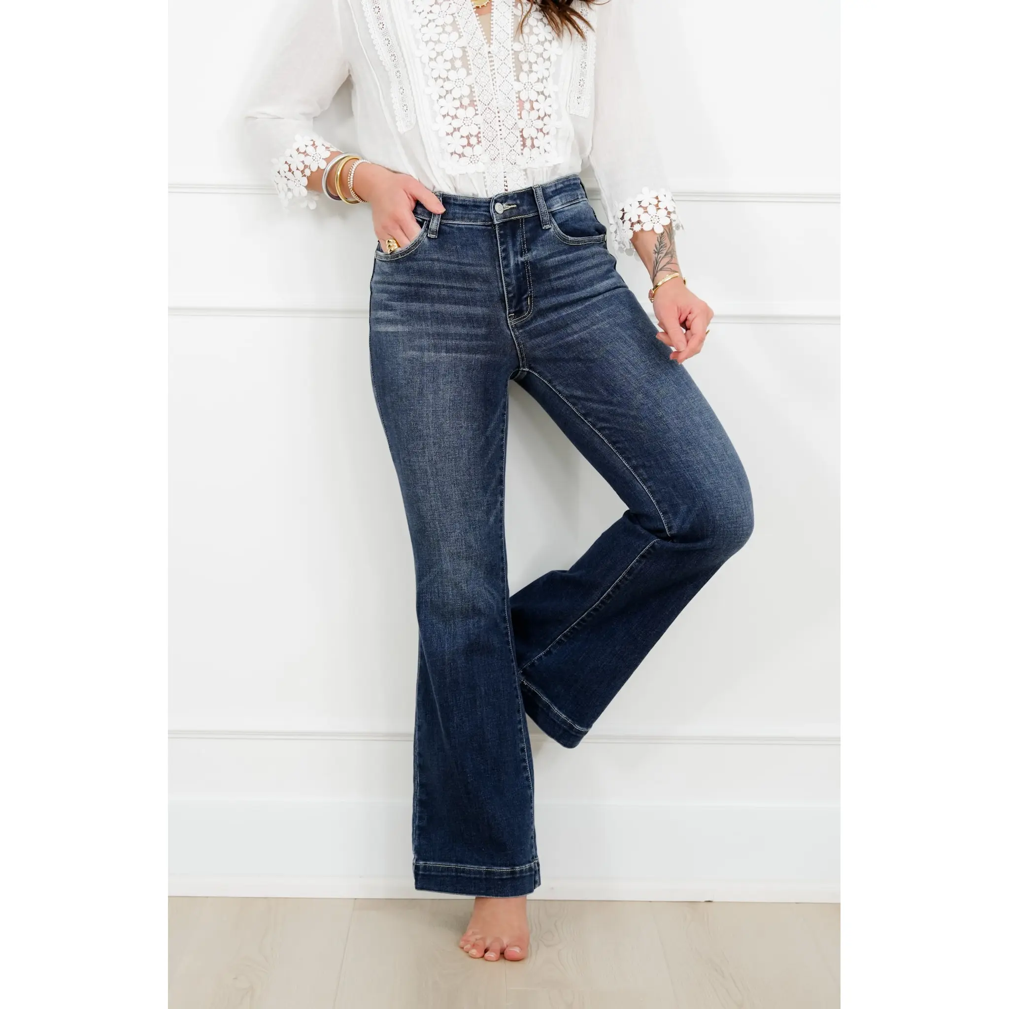 Judy Blue Petite/Reg The Lexi High Rise Dark Wash Trouser Flare