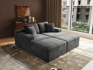 【Mother's Day Gift】2 Packages ShippingUTUHMWM 71" Oversized Sectional Double Lounge Chaise with Cloud Plush Sofa Bed, Fluffy Modern Boneless Couch Sleeper Loveseat Chair for Indoor Living Room Bedroom Reading Movie - No Assembly Required