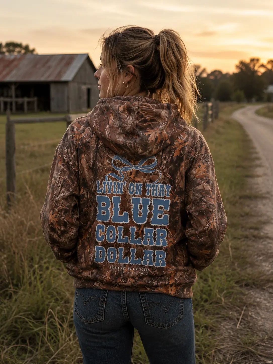 Simply Southern Dollar Camo Long Sleeve Hoodie