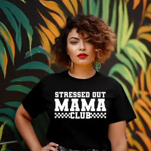STRESSED OUT MAMA CLUB SCREEN PRINT TRANSFER Top Womenswear
