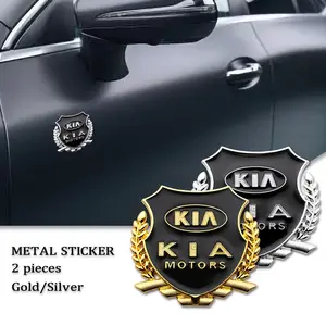 2Pcs 3D Metal Car Styling Body Trunk Decoration Sticker Emblem Badge Decals For KIA Sportage Ceed Rio 3 4 K2 K3 K5 R Sorento Cerato Stonic Optima Picanto Soul Niro Accessories Sticker For Cars
