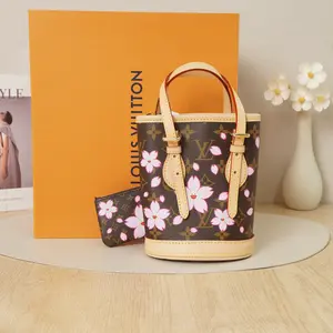 Pre-owned Louis Vuitton Coated Canvas Shoulder Bags x Takashi Murakami Monogram Cherry Blossom Nano Bucket Ba D8051906