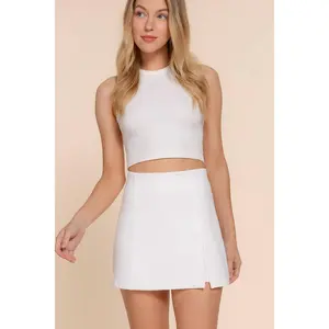 Ponte Mini Skirt with Side Zip and Front Slit