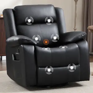[BacktoSchool]Swivel Rocker Recliner Chair, Manual Rocking Glider Massage with Heat and Armrests, Upholstered Recliner Chair for Various Spaces Such as Iiving Room.