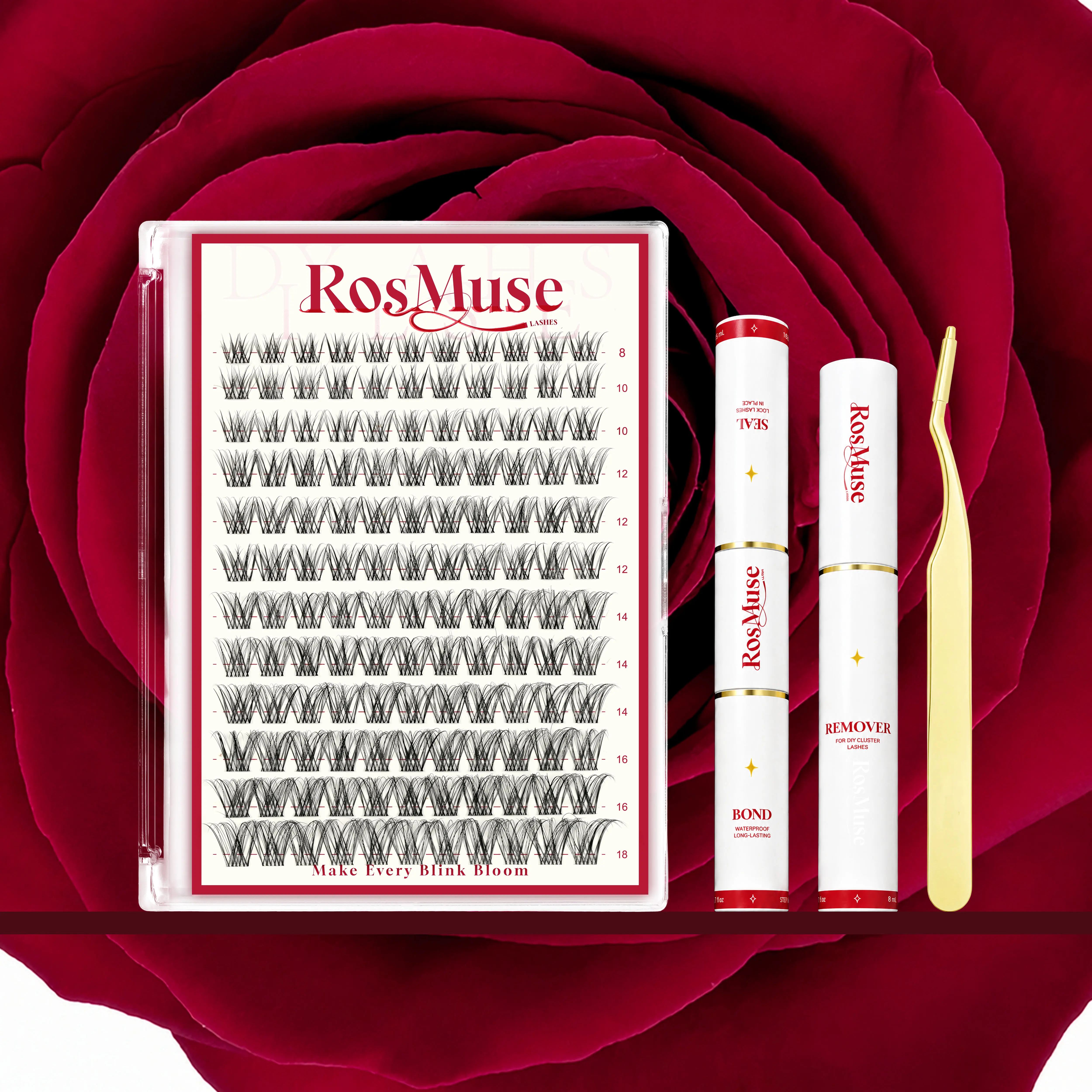 Rosmuse Bubble Lash DIY Eyelash Extensions | Kim & Kylie D Curl Wispy Volume Lash Clusters | Lightweight Multi-Layer 3D Lashes with Soft Invisible Band for Fluffy Glam Style
