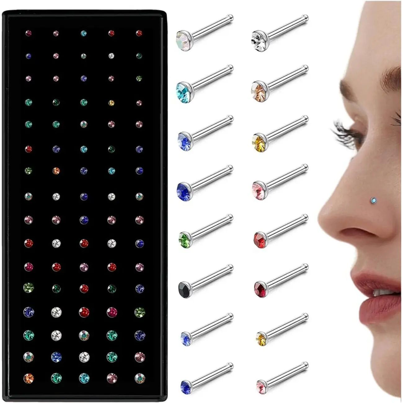 80Pcs 20G Straight（multicolor）