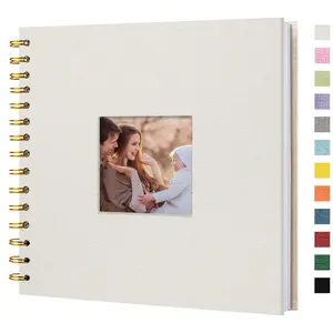 8 x 8 Inch Scrapbook Photo Album Linen Cover, Hardcover Kraft White Pages Memory Book, for Travel Wedding Guest Book Christmas Baby Shower (20 Sheets/ 40 Pages,Beige)