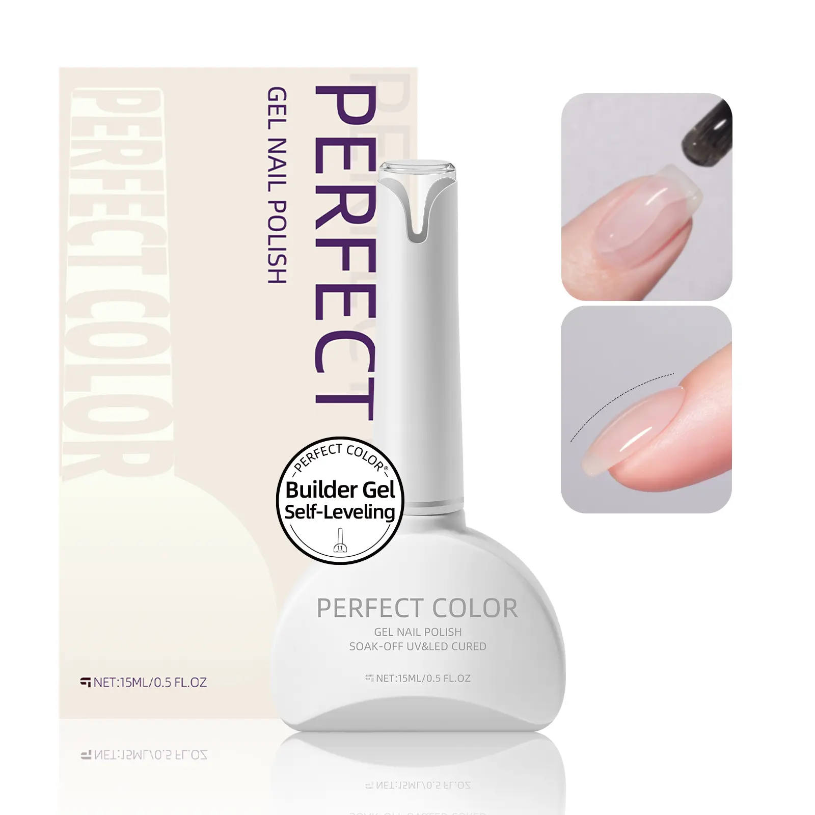 15ML Self Leveling Builder Gel Nail Polish, Professional Russian Manicure Strengthener, Clear Hard Gel for Nail Extension & Shaping, UV/LED Cure