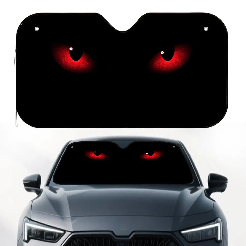 1pc, Fiery Glowing Eyes Print Windshield Sunshade for Car, Car Window Shades, Front Windshield Sunshade, Practical Interior Accessory, Perfect for Keeping Your Vehicle Cool During City Commuting, Outdoor Parking, Car Accessories, Car Essentials