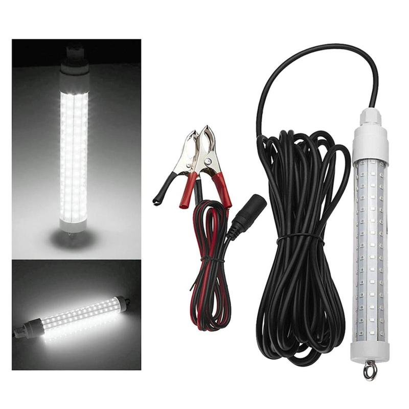 Underwater Fishing Light, Lure   Night Light, Boat Submersible Deep Drop Light ,120 LED Lamp 12V-24V & Battery Clip for  Prawns