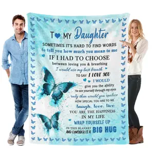 to My Daughter Gift Blanket, Daughter Birthday Gifts from Mom Dad, Gift for Daughter Graduation Wedding Day Soft Throw Blanket 50"x 60"