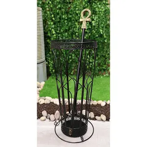 Ebros Black Rod Iron Cathedral Windows Walking Cane Or Umbrella Stand Holder