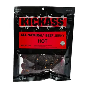 Kickass All Natural Hot Beef Jerky 3oz (6 Bags) - High Protein Snack