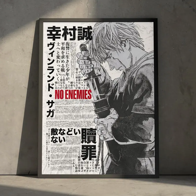 Vinland Saga Anime Manga Poster Art Print, Thorfinn Vintage Japanese Wall Decor Artwork Christmas Gift