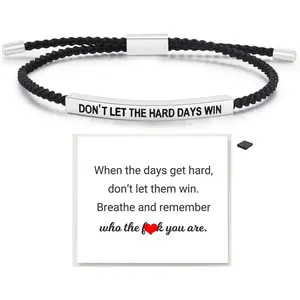 Remember Who The F You Are Motivational Tube Bracelet For Women, Adjustable Hand Bradied Wrap Stainless Steel To My Daughter/Best Friend Inspirational Gifts Jewelry
