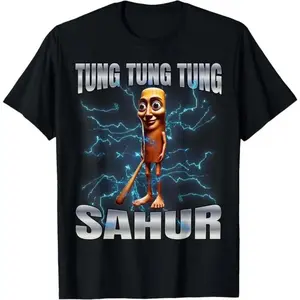 Pure Cotton Unisex Graphic T-Shirt Featuring Tung Tung Tung Sahur Design for Men and Women