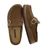 Cushionaire Hobby Genuine Leather Mule Clogs for Women with Buckle Strap and Cork Footbed | Genuine Suede Upper Option | Comfortable Slip-on Shoes with Supportive All-Day Comfort