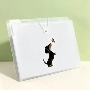 A dachi dog and butterfly design A4 folder, A4 letter size portable organ style file organizer, suitable for offices and schools, can be used as office supplies, foldable folder for paper organization