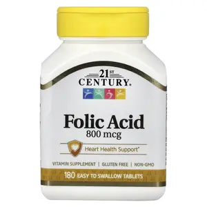 21st Century Folic Acid, 800 mcg, 180 Easy to Swallow Tablets