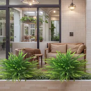 Simulated pine needles with ground tips, made of soft material, simulating a realistic touch. Artificial green plant, outdoor UV-resistant fake plant shrub, suitable for farmhouses, gardens, courtyards and porch areas, Artificial Faux Greenery