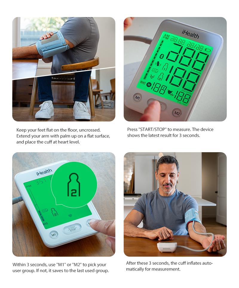 iHealth Bluetooth Blood Pressure Monitor with Large Cuff & Color-Coded Display, Dual Users 2*120 Readings, Automatica Upper Arm Blood Pressure Machine with Cloud Storage & Body Movement Detection, Portable Healthcare Kit iHealth Bluetooth Blood Pressure Monitor with Large Cuff & Color-Coded Display, Dual Users 2*120 Readings, Automatica Upper Arm Blood Pressure Machine with Cloud Storage & Body Movement Detection, Portable Healthcare Kit