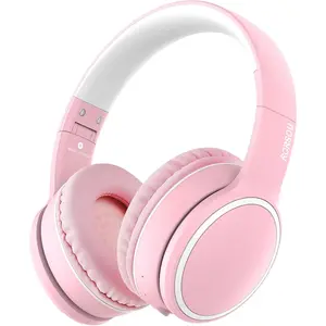 B10 Wireless Over-Ear Headphones, Lightweight Folding Stereo Bass Bluetooth Headset with Mic, 50H Playtime, Volume Control, Bluetooth 5.3 Headphones for iPad/Travel/Tablet/PC (Pink)