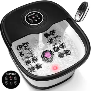 Collapsible Electric Foot Spa Massager, Adjustable Temperature Foot Bath Tub with Bubble Function, Red Light Therapy, Timing, Remote Control, Pedicure Rollers Pumice Stone for Tired Feet Relax