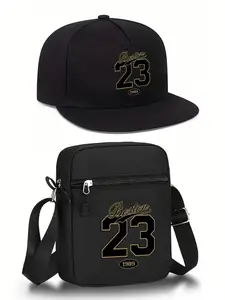 Boston Letter Graphic Baseball Cap & Crossbody Bag Set, Adjustable Street Style Hat & Shoulder Bag, Unisex Outdoor Sports Travel Gift