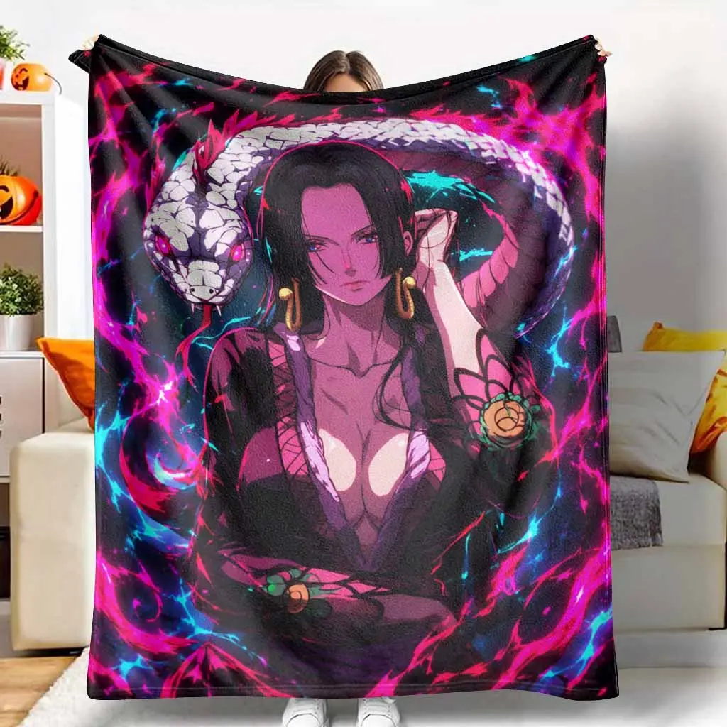 Anime Empress Flannel Blanket Stunning Boa Serpent Print Super Soft Lightweight Warm Throw Rug Suitable For Cozy Bedroom Living Room Bedding Decor Sofa Lounging Or Unique Fan Gift