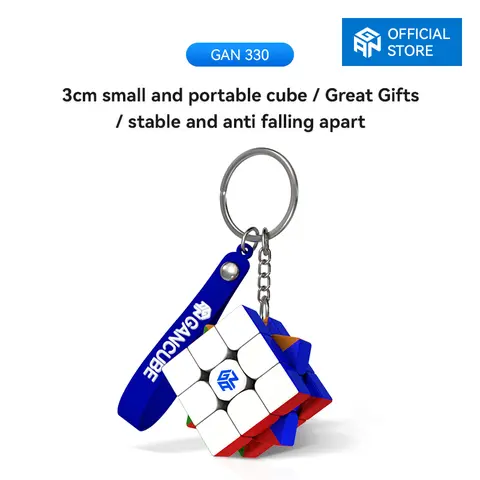 GAN Official Store Mini 3x3 Stickless Speed Cube Keychain - 1.2 in Standard Version, Unisex Casual Key Accessories, Smooth Turn, Mini 3x3 Challenge Toy for Birthday, Everyday Use
