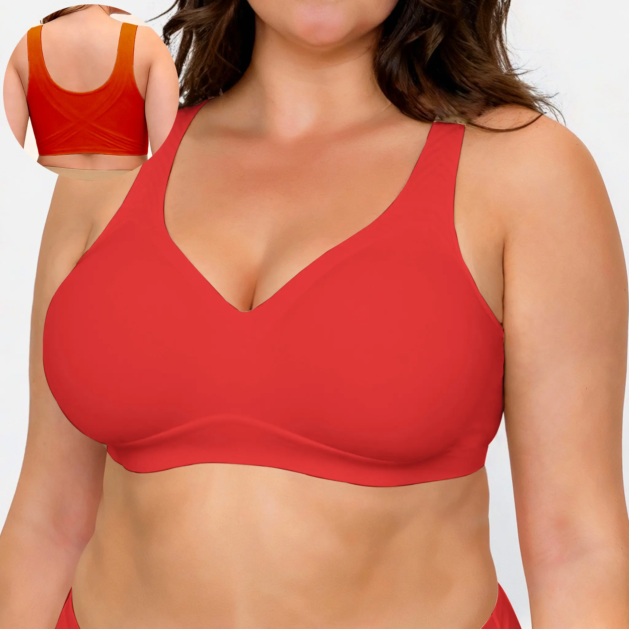 Holiday Special - Soft Intention Women's Seamless Red Bra Wireless Soft Bralette Full Coverage Push Up T-shirt Comfortable Everyday wear- Jelly, Supportive, Sports Bra