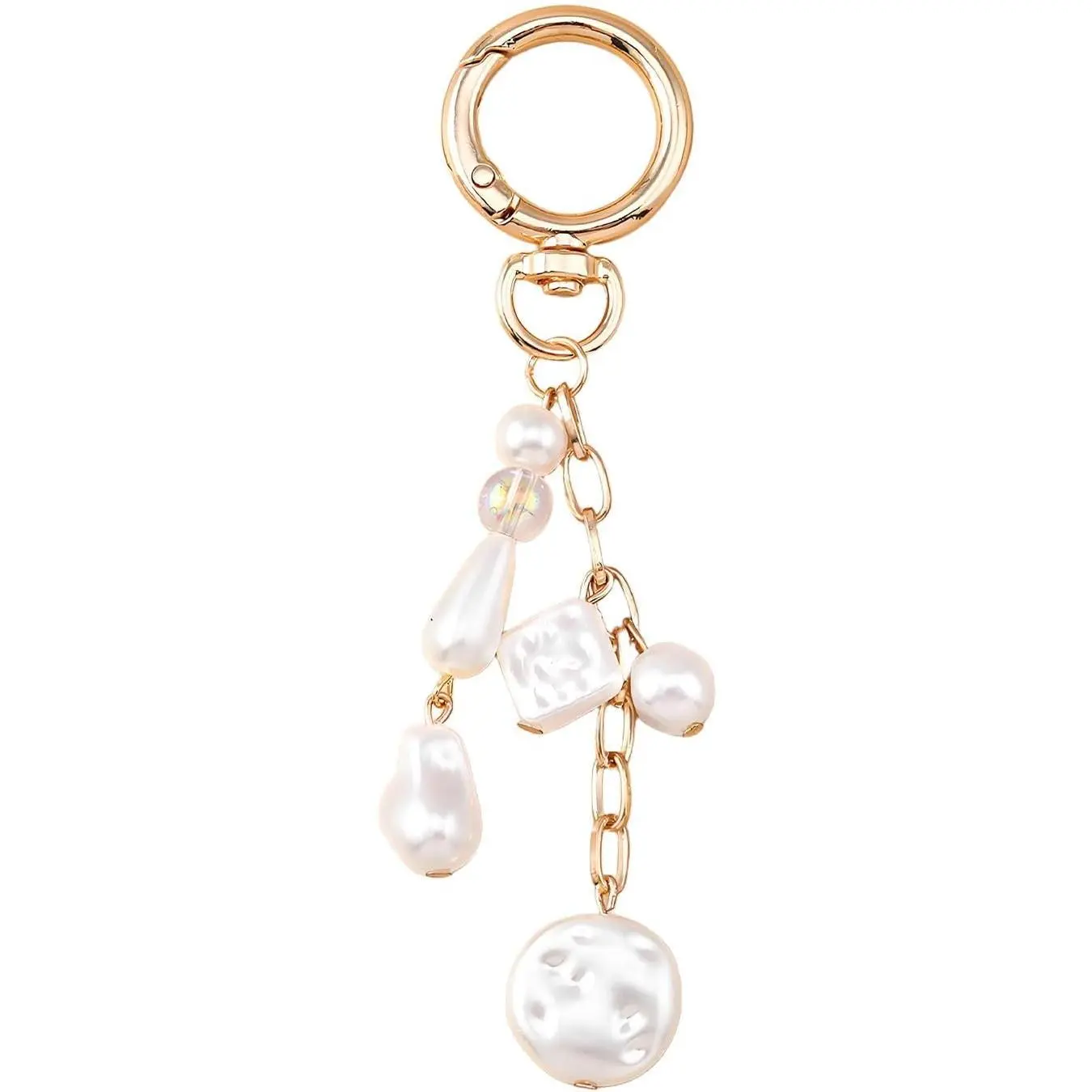 ChicBloom B Gold Beach Keychain Cute Starfish Pearl Seashell Keychain Bag Charms Purse Charm Summer Travel Gifts for Women