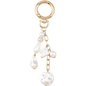 ChicBloom B Gold Beach Keychain Cute Starfish Pearl Seashell Keychain Bag Charms Purse Charm Summer Travel Gifts for Women