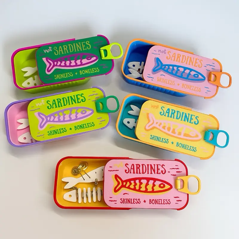 Sardines jewelry travel box | Travel Case Holder with Fish Bone Organizer for Earrings, Necklaces and Rings