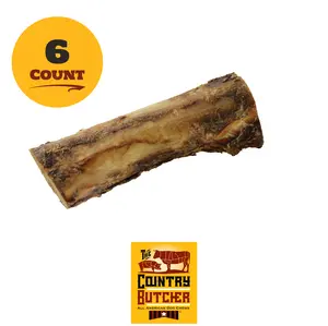 The Country Butcher 7" USA Beef Marrow Dog Bones for Aggressive Chewers Large Breed Natural Tough Chew Toy 6 Count Made in USA