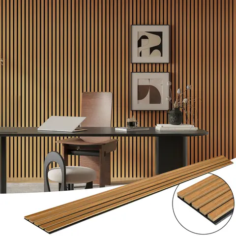 Art3d Residential Acoustic Wood Slat Soundproof Panels, 4-Pack Modern Fluted MDF Decorative Texture 3D Wall Panels, Covers 21 Sq Ft, for Living Room, Home Office
