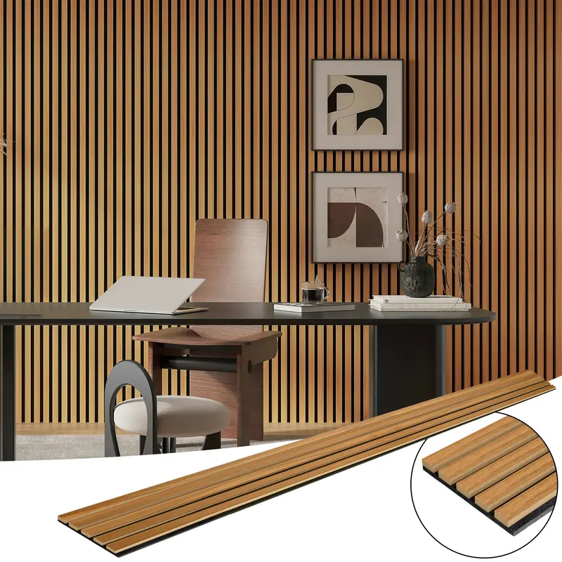 Art3d Residential Acoustic Wood Slat Soundproof Panels, 4-Pack Modern Fluted MDF Decorative Texture 3D Wall Panels, Covers 21 Sq Ft, for Living Room, Home Office