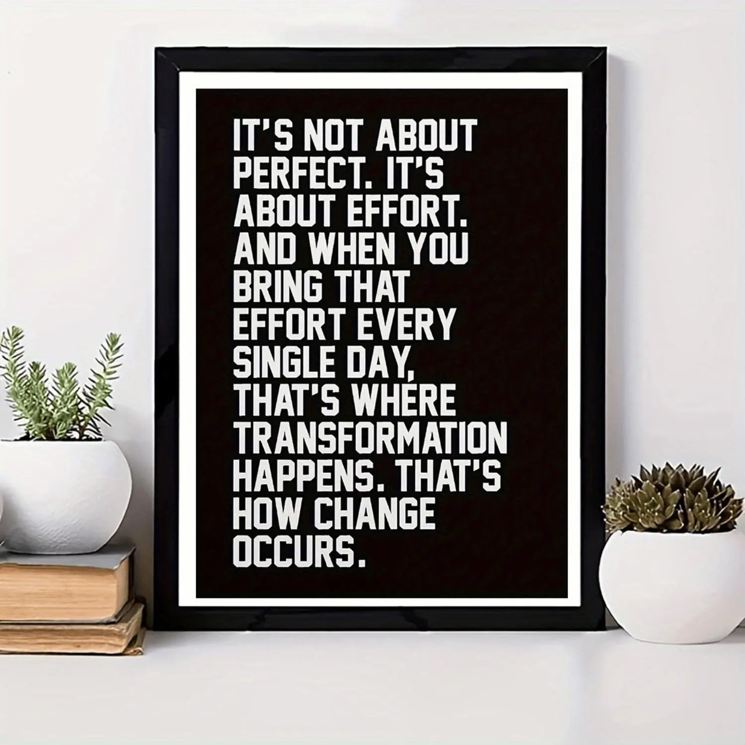 Inspirational Canvas Art Print - 'Not About Perfection, But Effort' Motivational Wall Decor for Home & Office, Frameless Poster for Bedroom, Living Room, Kitchen, and More Inspirational Wall Decor Inspirational Canvas Wall Art,Frameless