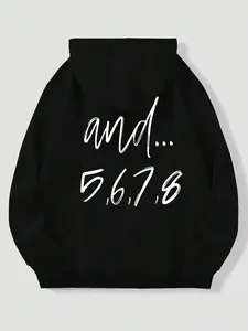 Dance Fun Slogan Hoodie, Comfortable Material, Dance Count Text, Casual Daily Training, Street Style, All Seasons